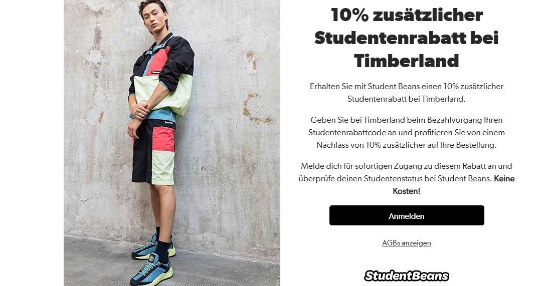 Bis zu 50% Rabatt + 10% zusätzlicher Studentenrabatt bei Timberland